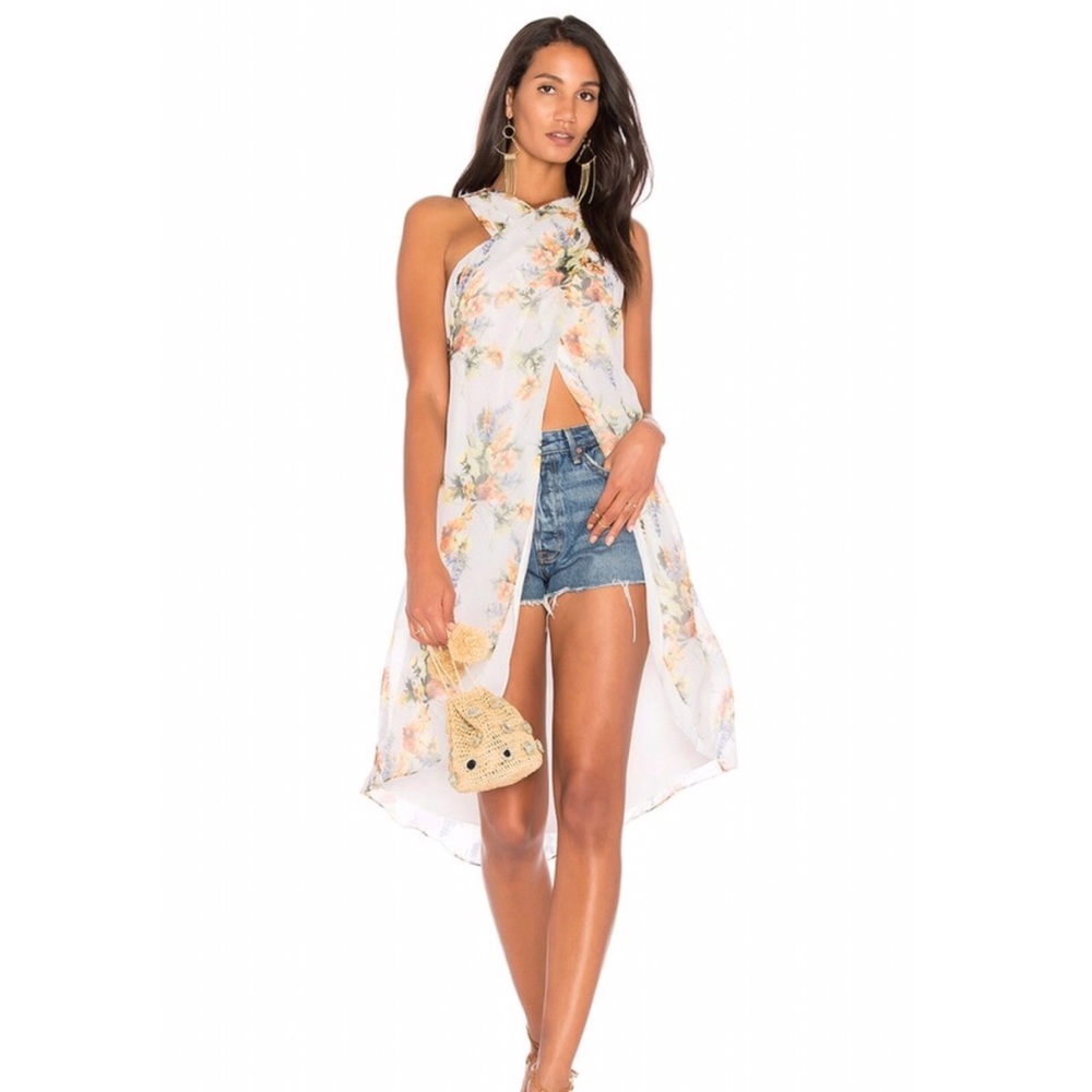 Haute Hippie Jane Floral High Low Silk Top